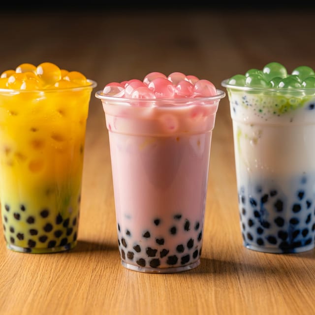 Strawberry Lime Tea with Boba.