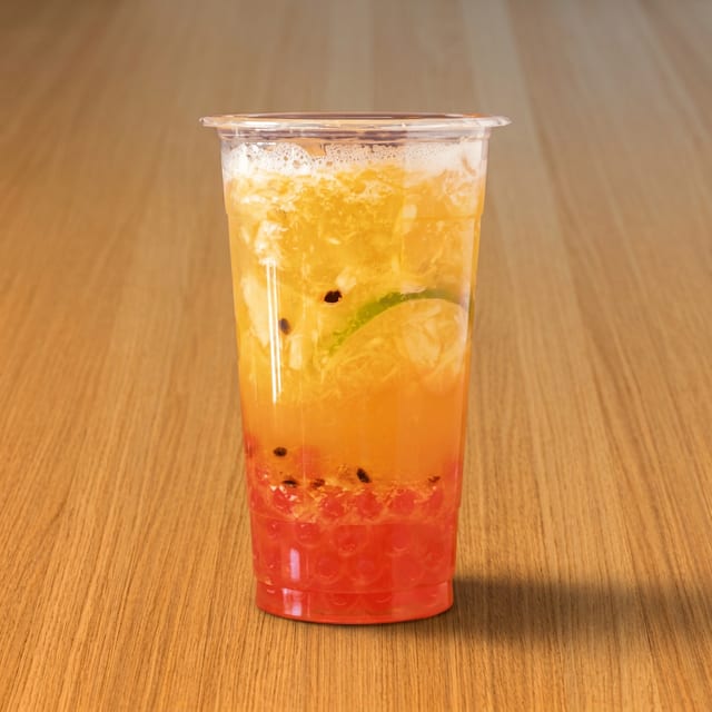 Pineapple Passion Fruit Tea with Boba.